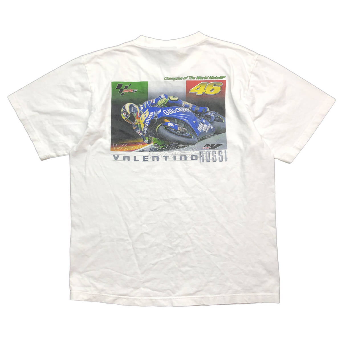 USA 古着 半袖 Tシャツ YAMAHA レーシング ヤマハ バイク バックプリント ロゴ ホワイト メンズL BA2252_画像2