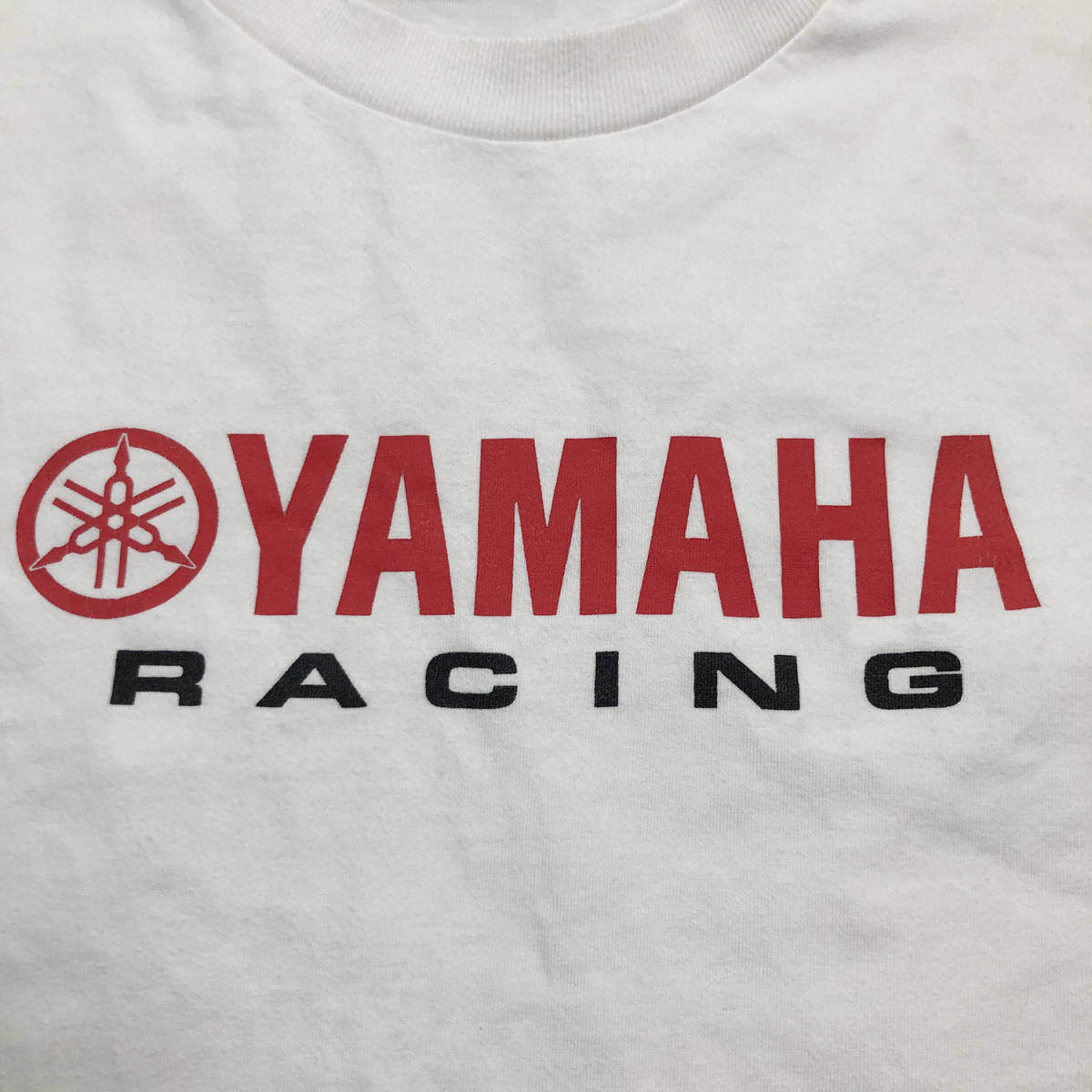 USA 古着 半袖 Tシャツ YAMAHA レーシング ヤマハ バイク バックプリント ロゴ ホワイト メンズL BA2252_画像4