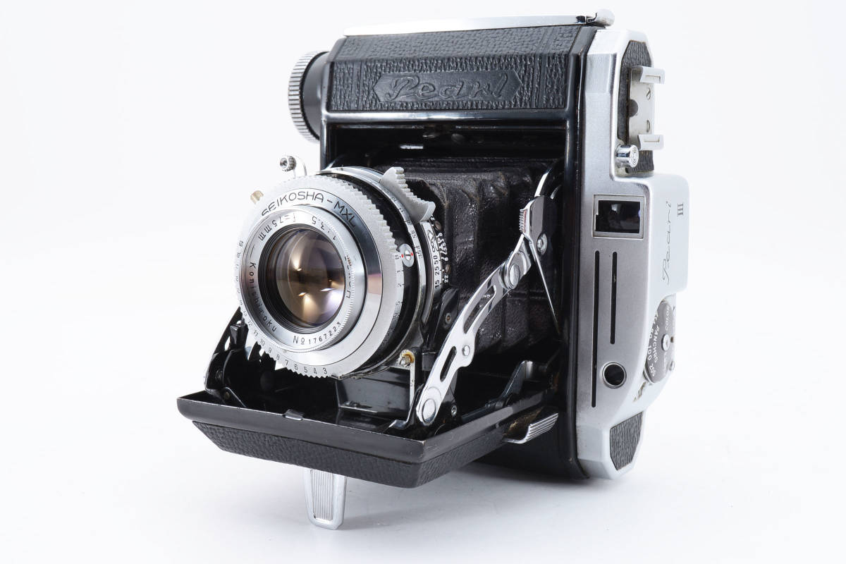 ■1967248　Konica 小西六 PEARL III Film Camera Hexar 75mm f/3.5　蛇腹カメラ　動作確認済