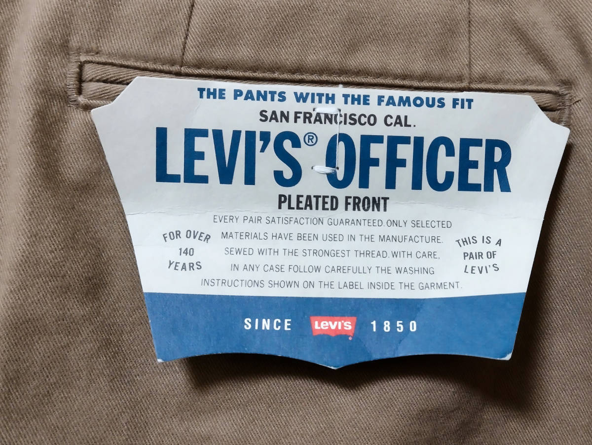 【デッドストック】新品タグ付 90s Levi's officer 日本製 キャメル タックパンツ 32サイズ ワイドパンツ スラックス LEVIS リーバイス_画像4