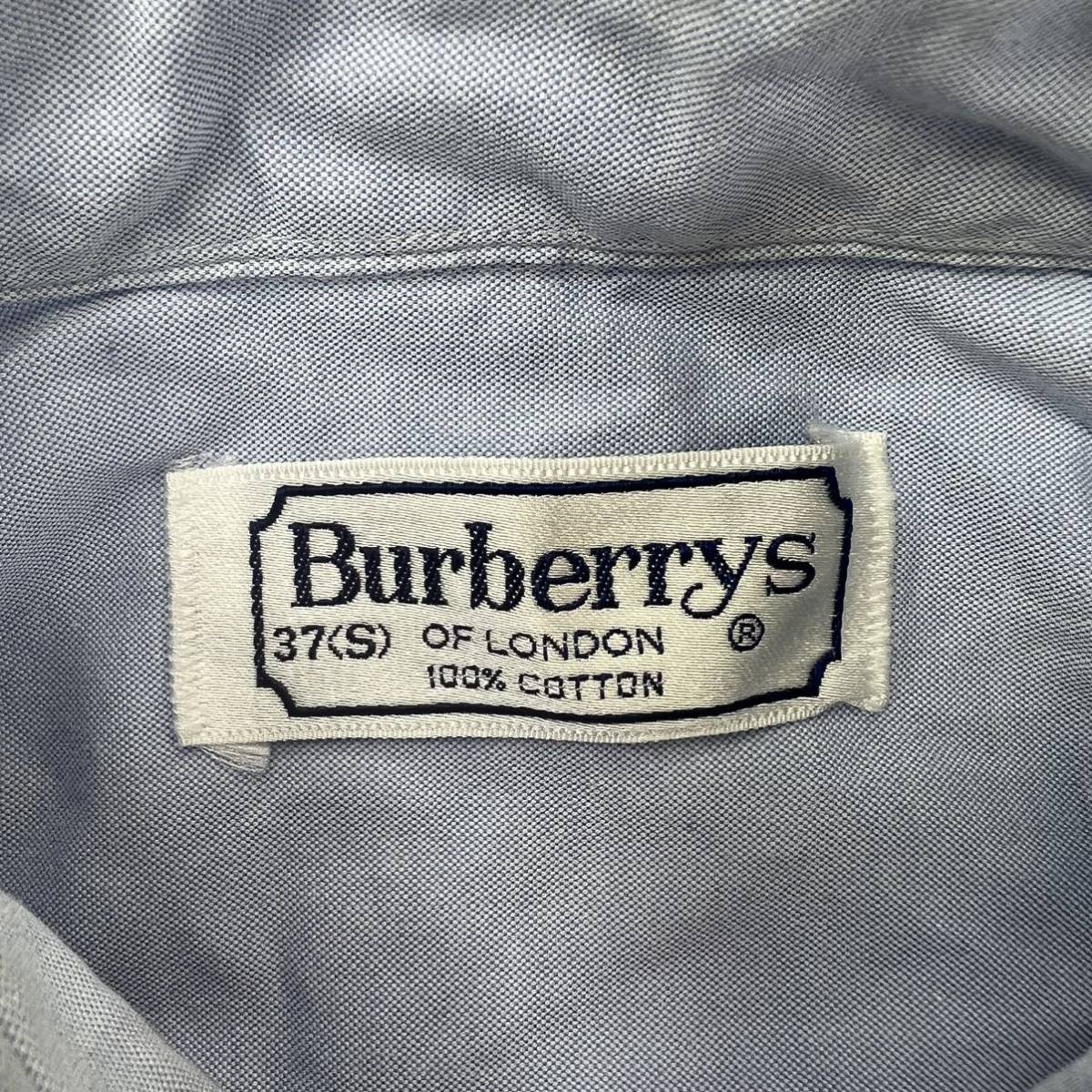 Burberrys * через год * кнопка down рубашка длинный рукав сорочка синий blue 37 S бизнес джентльмен стандартный популярный Vintage Burberry #BA236
