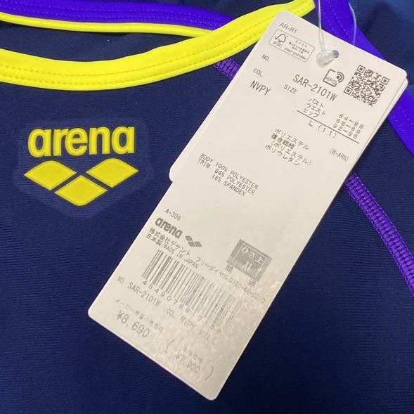 セットアップ arena アリーナ サイズL ネイビー 女子競泳水着 ハーフ