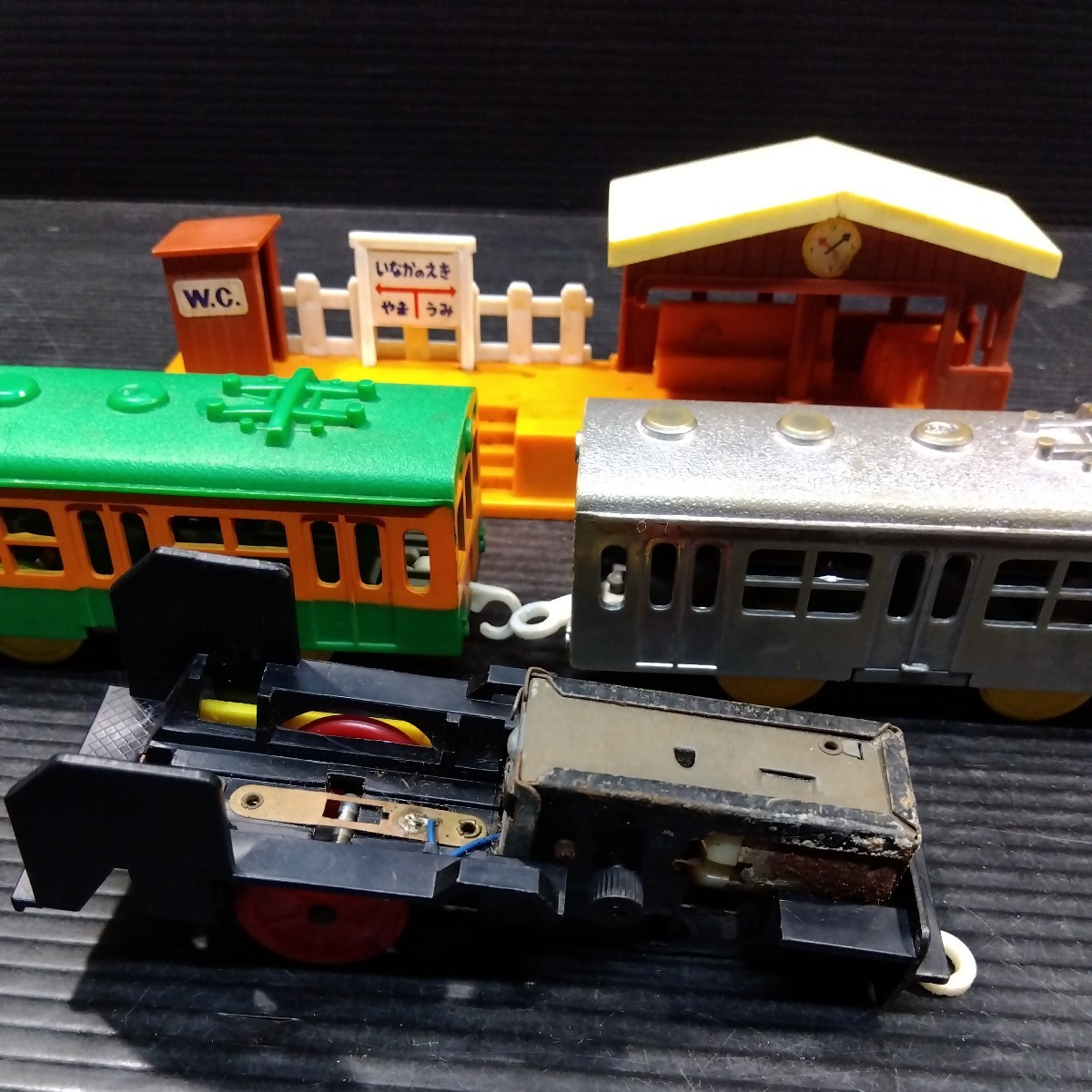 まとめて 古い プラレール 前スイッチ 駅 電車 車両 トミー TOMY 昭和