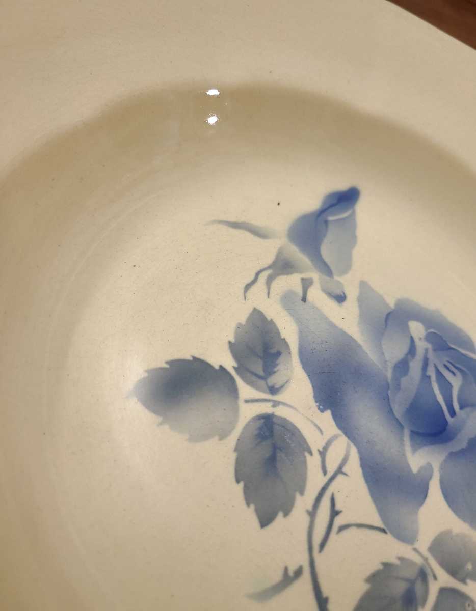 フランスアンティーク DIGOIN sarreguemines サルグミンヌ 深皿 スーププレート 5枚セット 青い花柄 ブロカント A 2の画像4