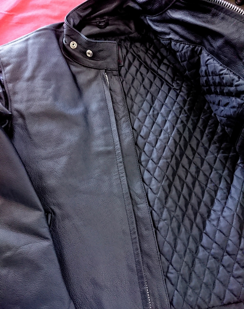  новый товар * кожаный жакет Single Rider's Biker M мужской натуральная кожа черный подкладка стеганое полотно 