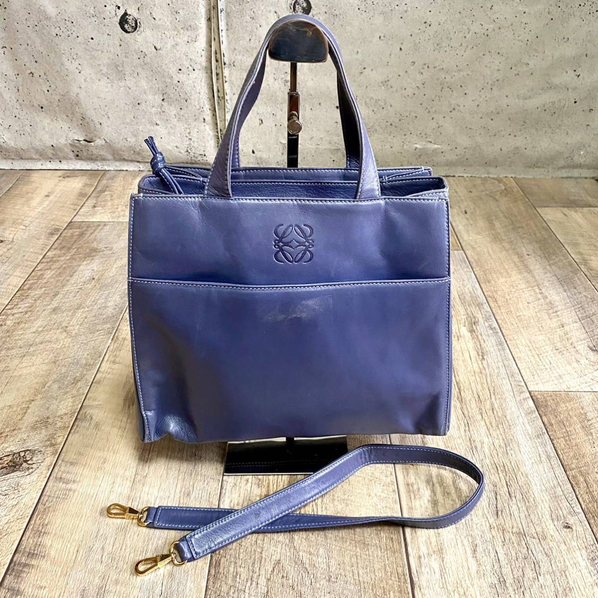 本物 LOEWE ロエベ アナグラム 2way レザー ハンドバッグ ワン