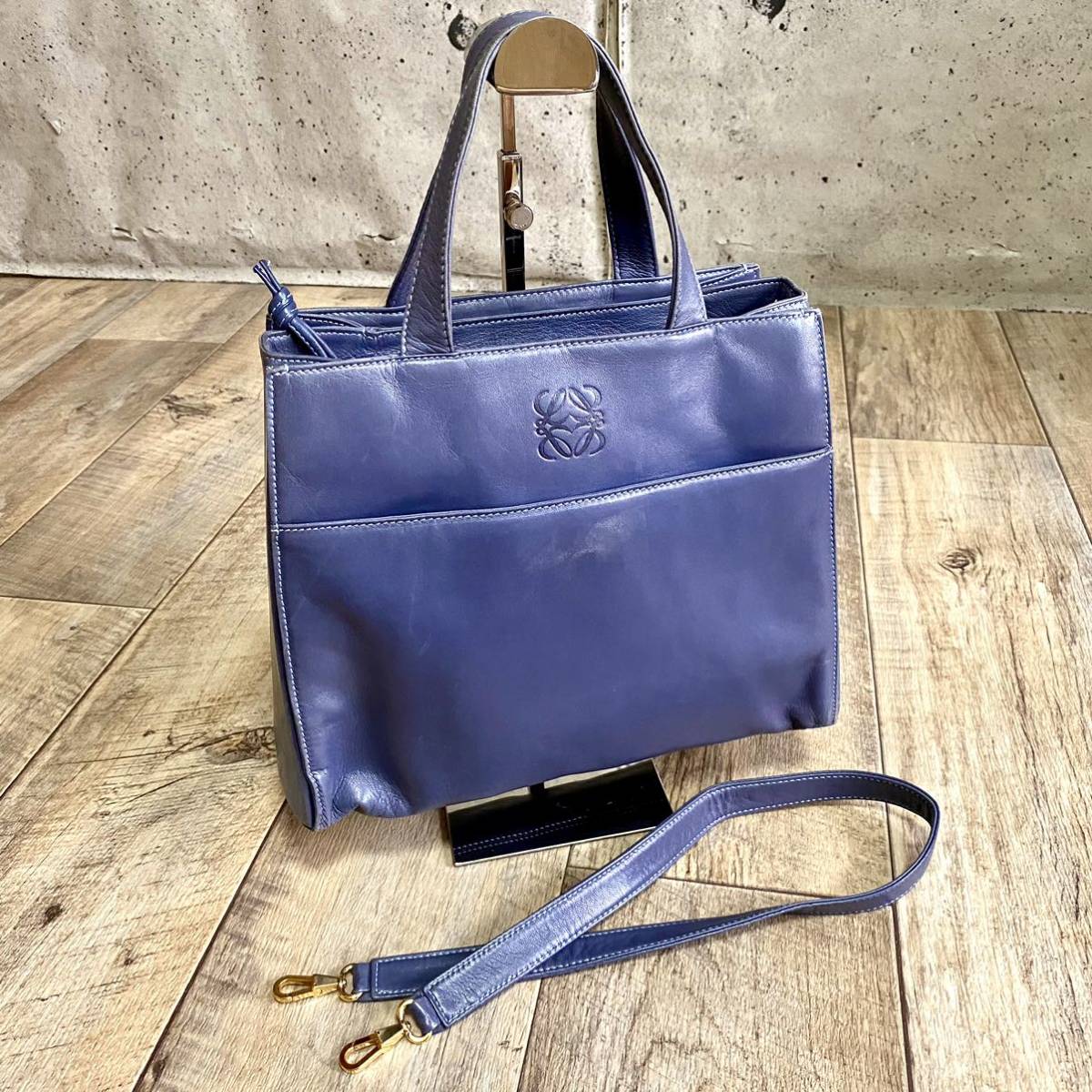 本物 LOEWE ロエベ アナグラム 2way レザー ハンドバッグ ワン