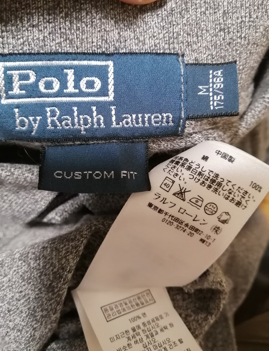 ポロラルフローレン POLO RALPH LAUREN 半袖　ポロシャツ　M CUSTOMFIT グレー　鹿の子ポロシャツ OSAGARI_画像4