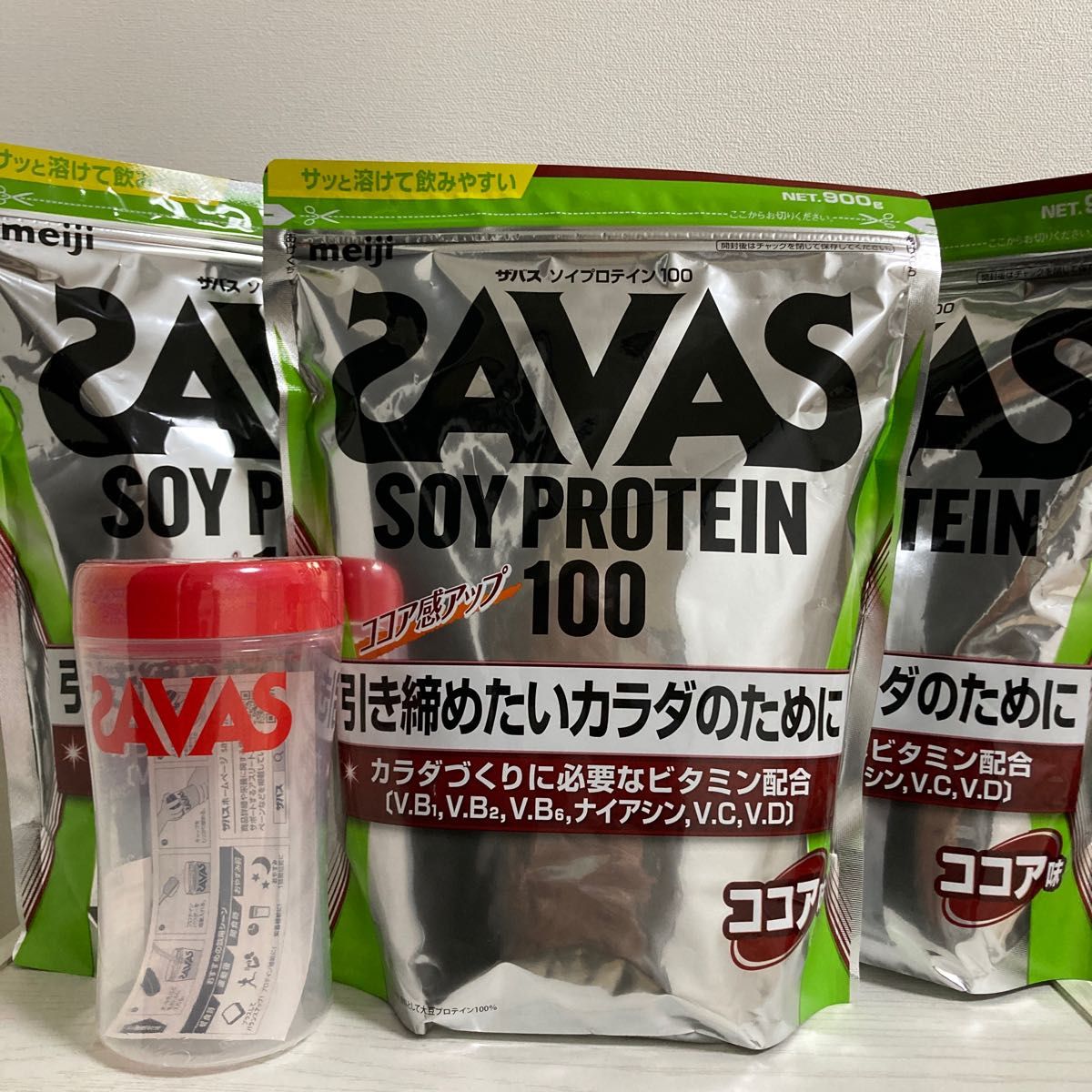 シェーカー付き】明治 ザバス(SAVAS) ソイプロテイン100 ココア味 900g