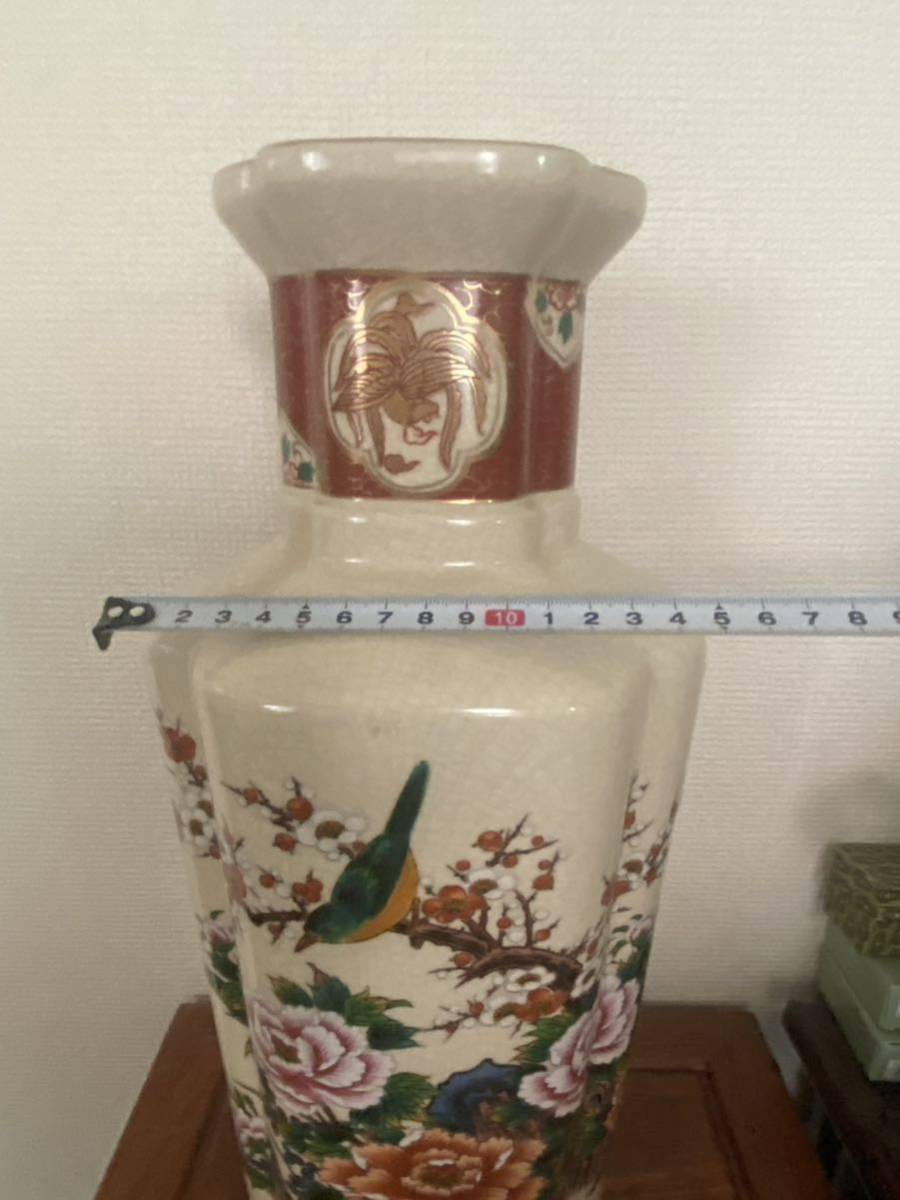 【海】江戸期 白薩摩 花鳥文花瓶 在銘 骨董品 時代品 美術品 海】江戸期 白薩摩 花鳥文花瓶 在銘 骨董品 時代品 美術品 (海
