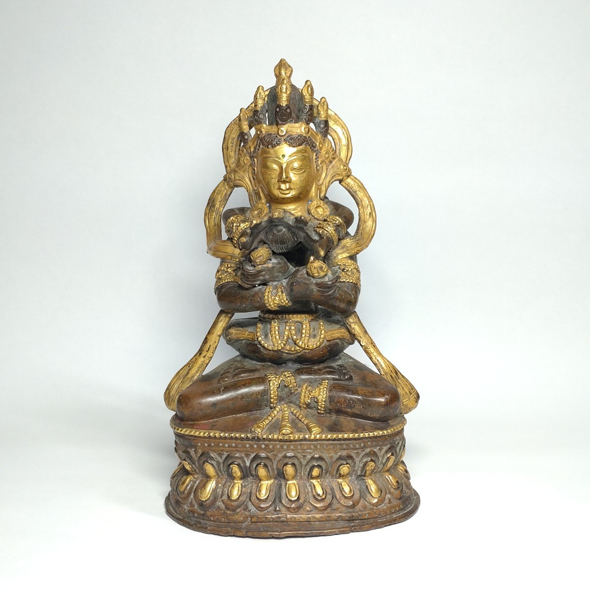 時代 金銅 歓喜仏坐像 高さ約21.5cm/チャクラサンヴァラ父母仏坐像 時代 金銅 歓喜仏坐像 高さ約21.5cm/チャクラサンヴァラ父母仏坐像