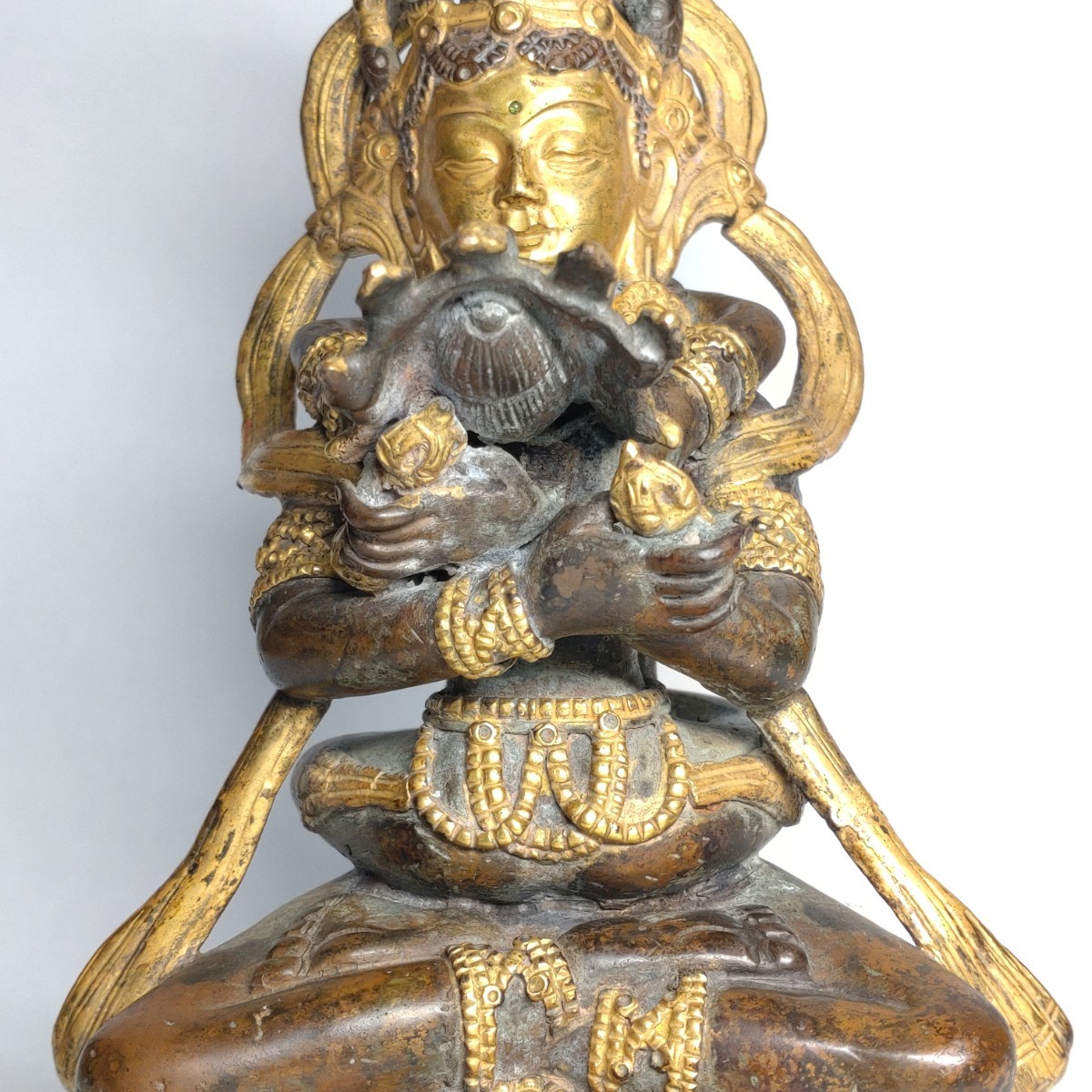 時代 金銅 歓喜仏坐像 高さ約21.5cm/チャクラサンヴァラ父母仏 時代 金銅 歓喜仏坐像 高さ約21.5cm/チャクラサンヴァラ父母仏