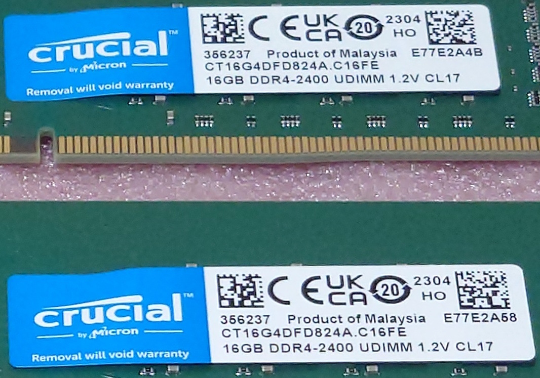Crucial CT16G4DFD824A C16FE 2枚セット PC4-19200/DDR4-2400 Micron