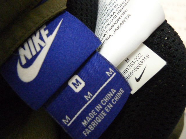 ◆国内正規 NIKE ナイキ NIKE WOVEN HYBRID JACKET/ ロゴプリント ナイロン コーチジャケット カーキ サイズM 美 861753-222の画像3