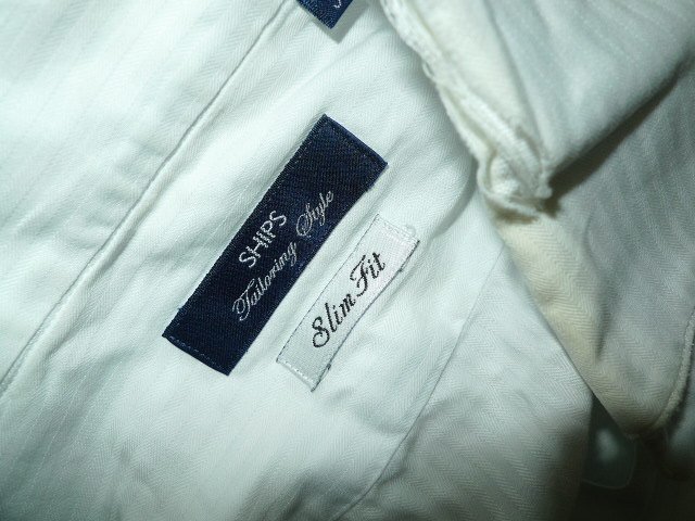 ◆SHIPS シップス 織り地　ジャガード ドレスシャツ SAX サイズ37　ダメージあり_画像4