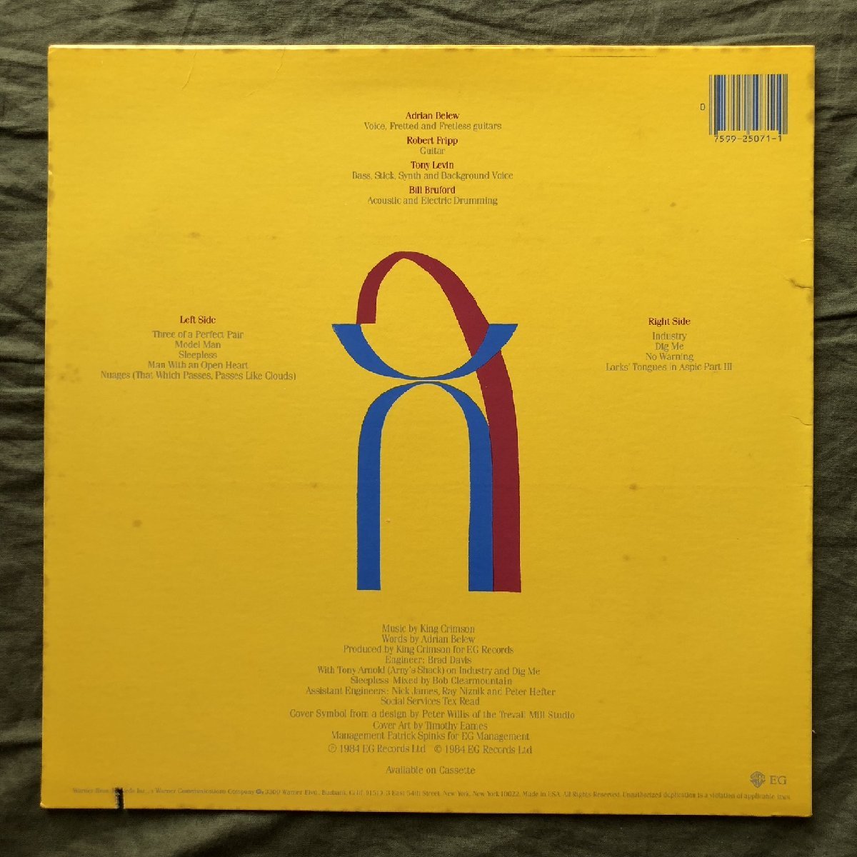  прекрасный запись 1984 год STERING печать 1-25071 американский запись King * Crimson King Crimson LP запись Three Of A Perfect Pair: Robert Fripp