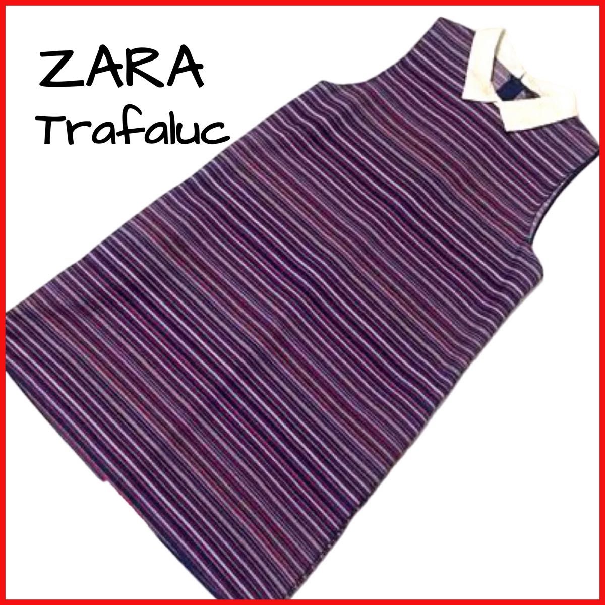 ZARA trafaluc collection ザラ　襟付き　ノースリーブ　ボーダー柄　ミニワンピース　レディース