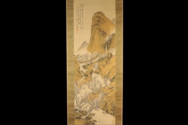 哲雄在名 絹本彩色画 山水図 収納箱在 軸先骨 Yahoo!オークション - 真作保証 宮崎碩山 山水図 掛軸 絹本 箱付