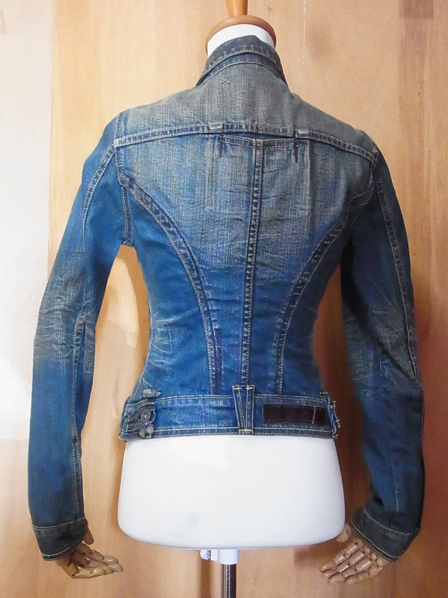  beautiful YANUK Yanuk America made woshu processing Denim jacket blue size P