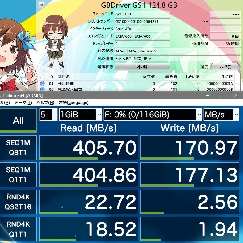 【中古】TDK SDS1Bシリーズ GS1 120GB [2.5インチ SATA3 7mm厚 MLC]