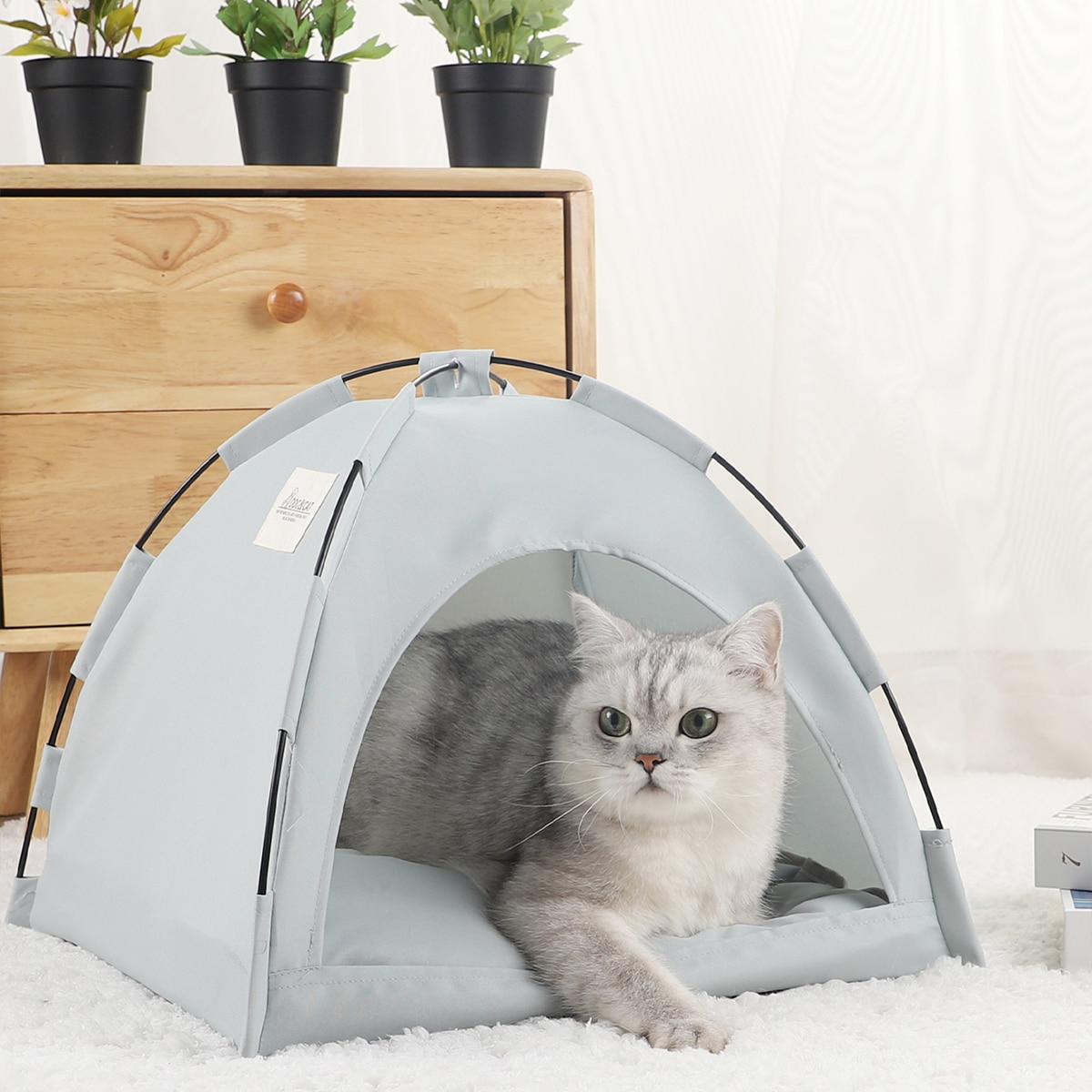 ペット 用 テント ハウス ベッド 猫 犬 ソファー マット クッション Sサイズ グレー_画像1