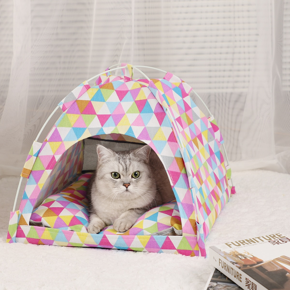  для домашних животных палатка house bed кошка собака диван коврик подушка S размер красочный 