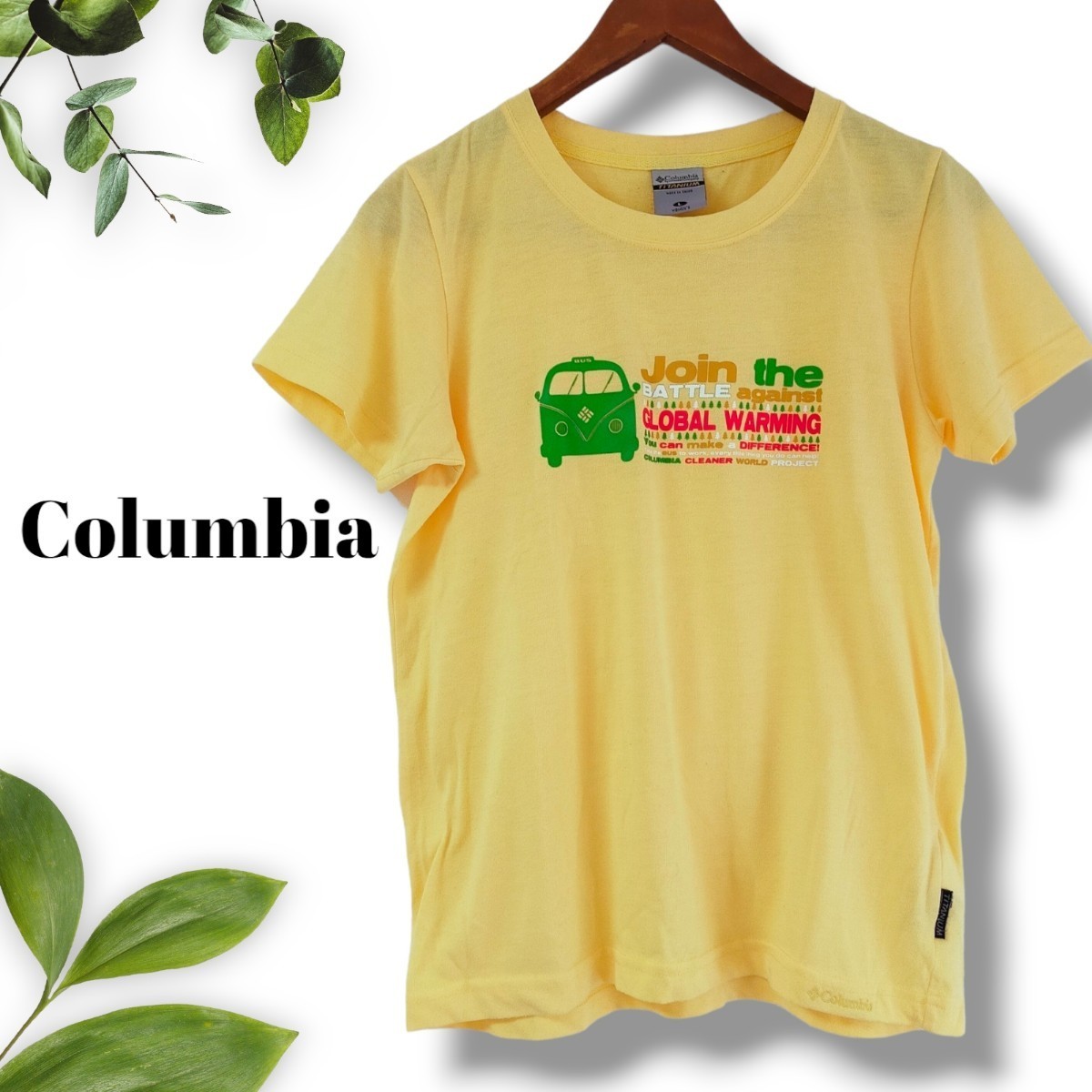 コロンビア Columbia プリントTシャツ クリーム黄色 Lサイズ 半袖Tシャツ_画像10