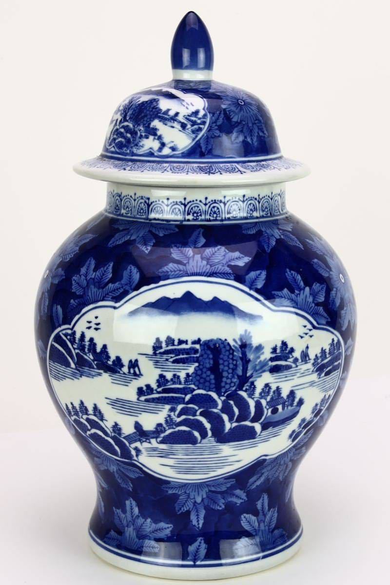 大清乾隆染付青花中国蓋付花瓶大壺壺飾り壺中国美術古美術骨董| JChere