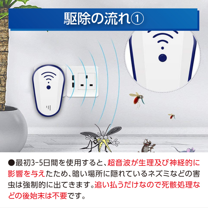 PSE認証】害虫駆除機 ゴキブリ超音波,バイオニック波 [最新版] ネズミ蚊虫駆除150平方メートル有効範囲虫除け 無毒無臭子供ペットにも安心_画像5