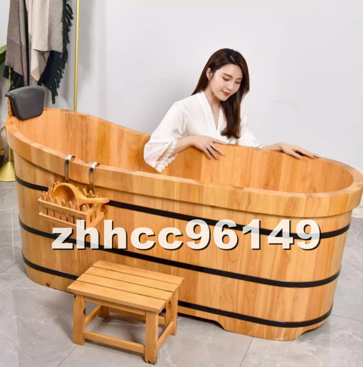 新品 浴槽 お風呂 バスタブ 木製 高品質 浴槽 浴室用 バケツ バスタブ 頑丈 排水金具付き 130cm×73cm×63cm_画像4