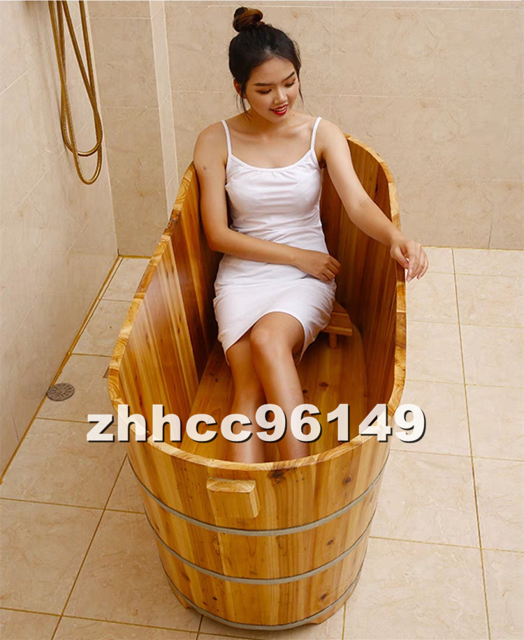 美品 浴槽 バスタブ 木製 お風呂 バスタブ 浴槽 浴室用 バケツ 110cm×57cm×68cm_画像2