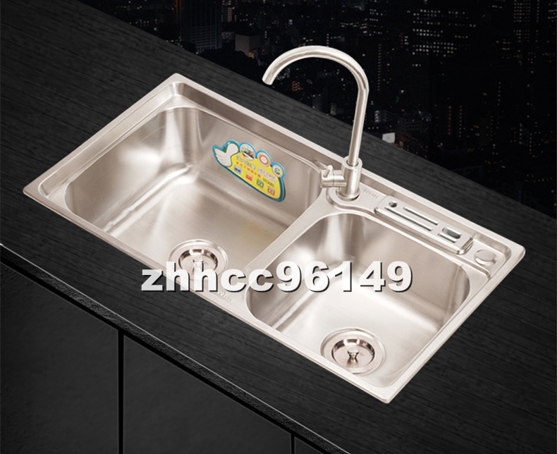 美品 304シンク キッチン用品 混合水栓 流し台 ステンレス製 台所 大容量 便利 排水金具付き 78cm×43cm