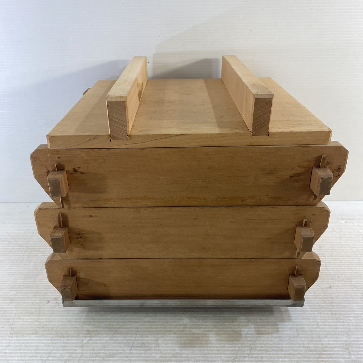 木製 蒸し器 角型せいろ 3段 蒸し篭 セイロ 竹すだれ 蓋付 餅つき 赤飯