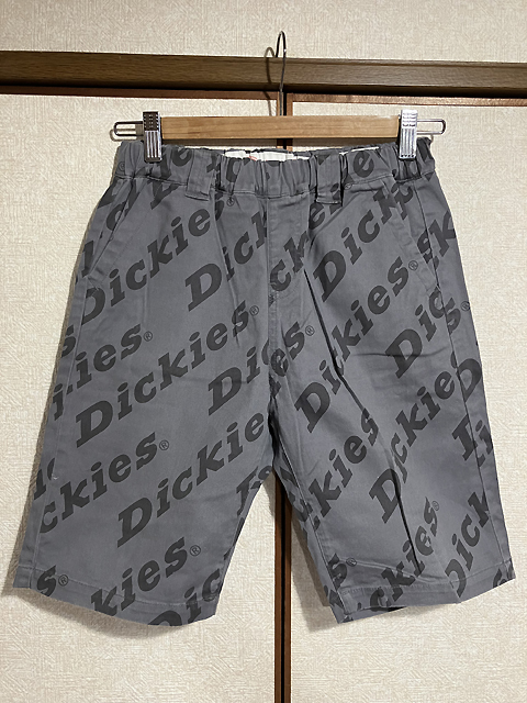 ★【dickies × f.o kids：ディッキーズ×F.O.キッズ】別注 総柄ロゴ ショートパンツ ショーツ ストレッチ キッズ siz150/グレー_画像1