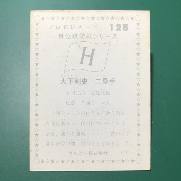 1976年　カルビー　プロ野球カード　76年　125番　広島　大下　　　　　【管理B70】_画像2