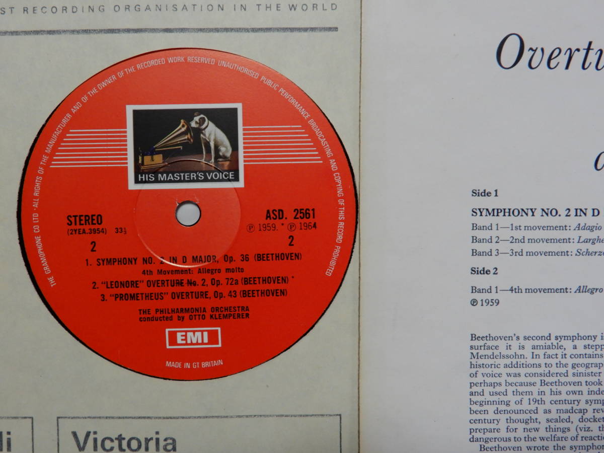 英 EMI ASD2561◎ベートーヴェン-交響曲第2番・「レオノーレ」序曲・「プロメテウスの創造物」クレンペラー/フィルハーモニア管弦楽団_画像3