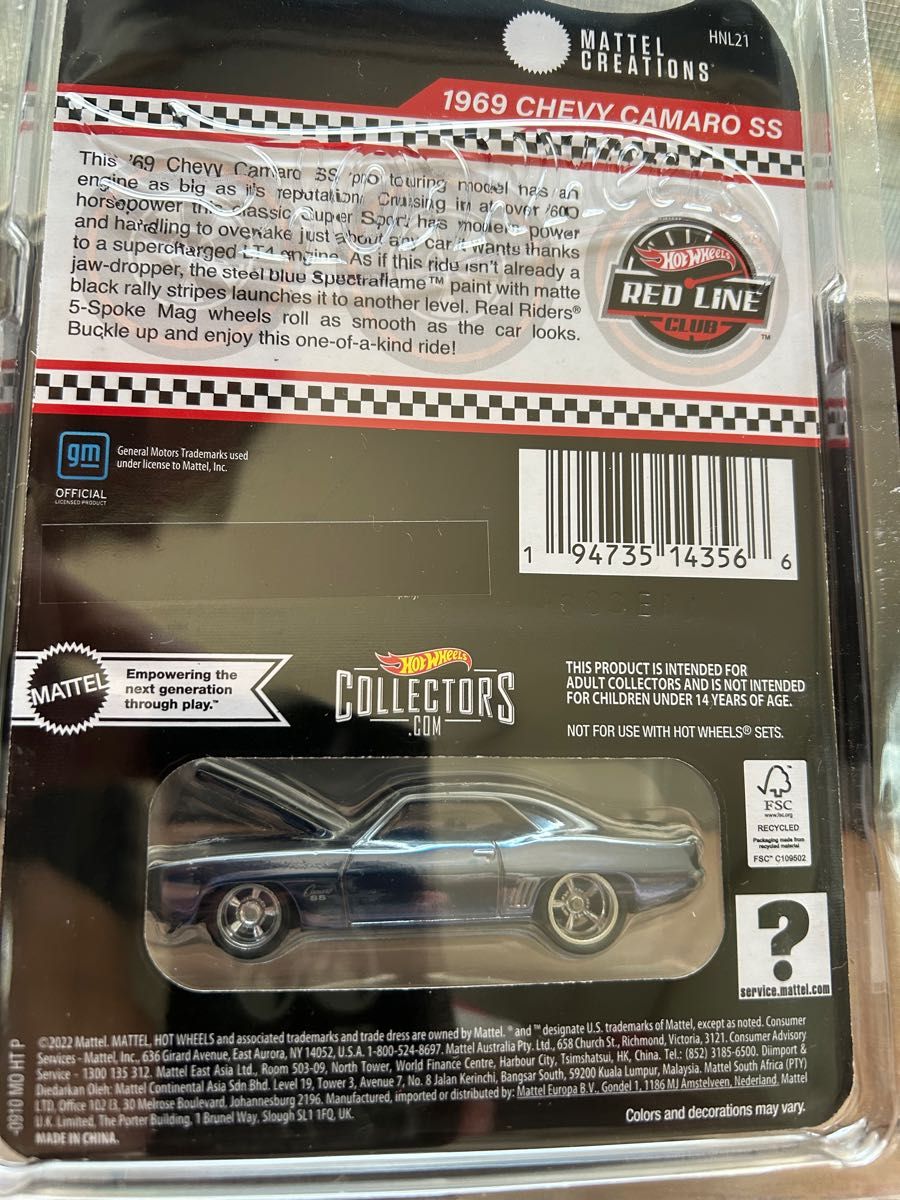 ホットウィール rlc限定 1969CHEVY CAMARO カマロ レッドラインクラブ hot wheels