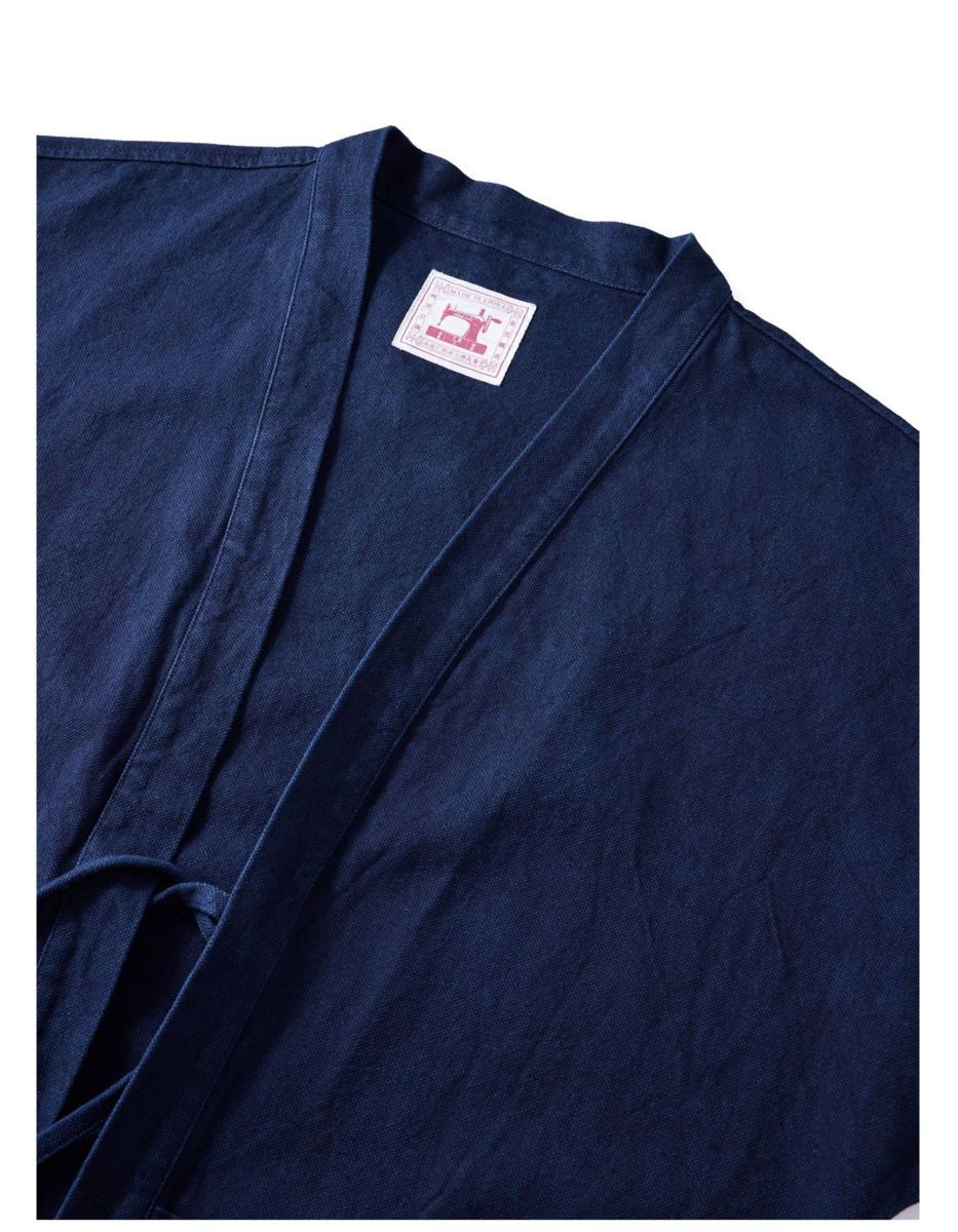 好きに 職人手作り 藍染 カバーオール 半纏 褞袍 綿&麻 ワーク