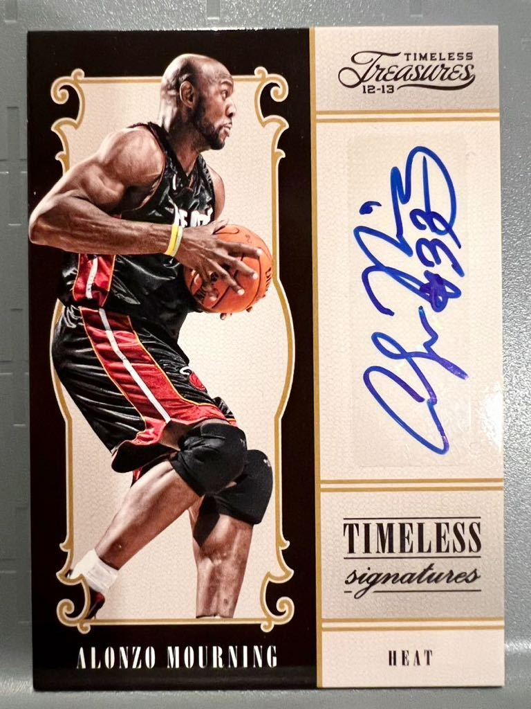 初期最高級/49 Auto 12 Panini Treasures Alonzo Mourning アロンゾ・モーニング NBA サイン バスケ Heat Hornets 7回All-star 優勝 守備王_画像1