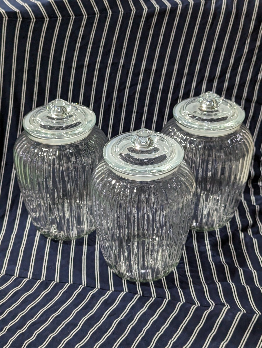 ガラス クッキージャー パッキンつき蓋 3個セット 容器 保存 瓶 ガラス