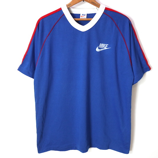 70s80s USA製 オレンジタグ NIKE ナイキ Vネック Tシャツ(メンズ XL)ブルー ヴィンテージ_画像1