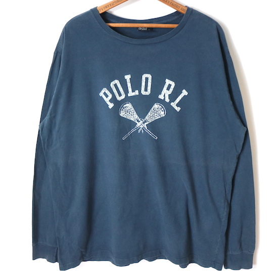 90s00s Polo by Ralph Lauren ラルフローレン プリント 長袖 Tシャツ(メンズ XL)ネイビー ロンT_画像1