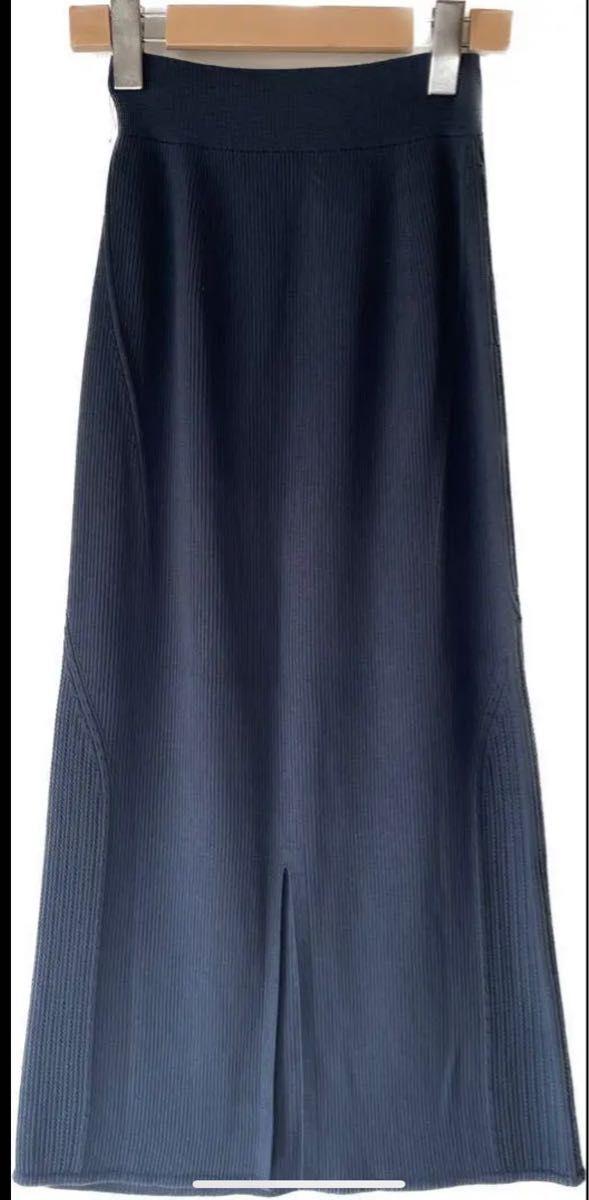 UNIQLO ×マメクロゴウチ　3Dニットリブロングスカート　新品未使用　完売品　ブルー