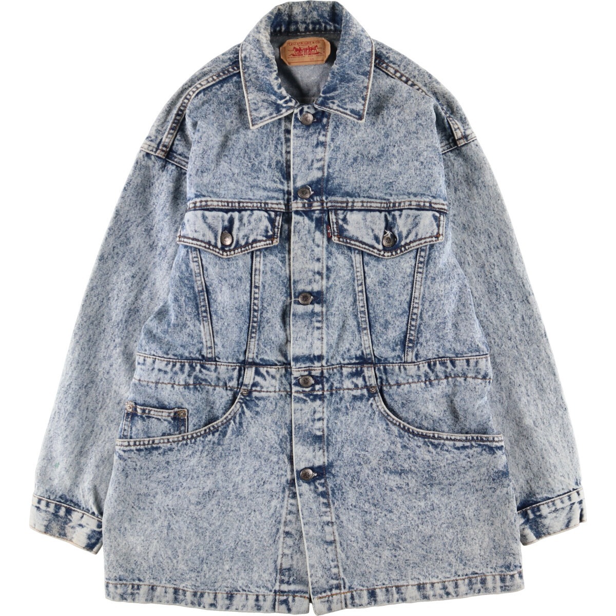 古着 80年代 リーバイス Levi's 75075-0219 ケミカルウォッシュ デニムジャケット USA製 レディースXL /eaa364340