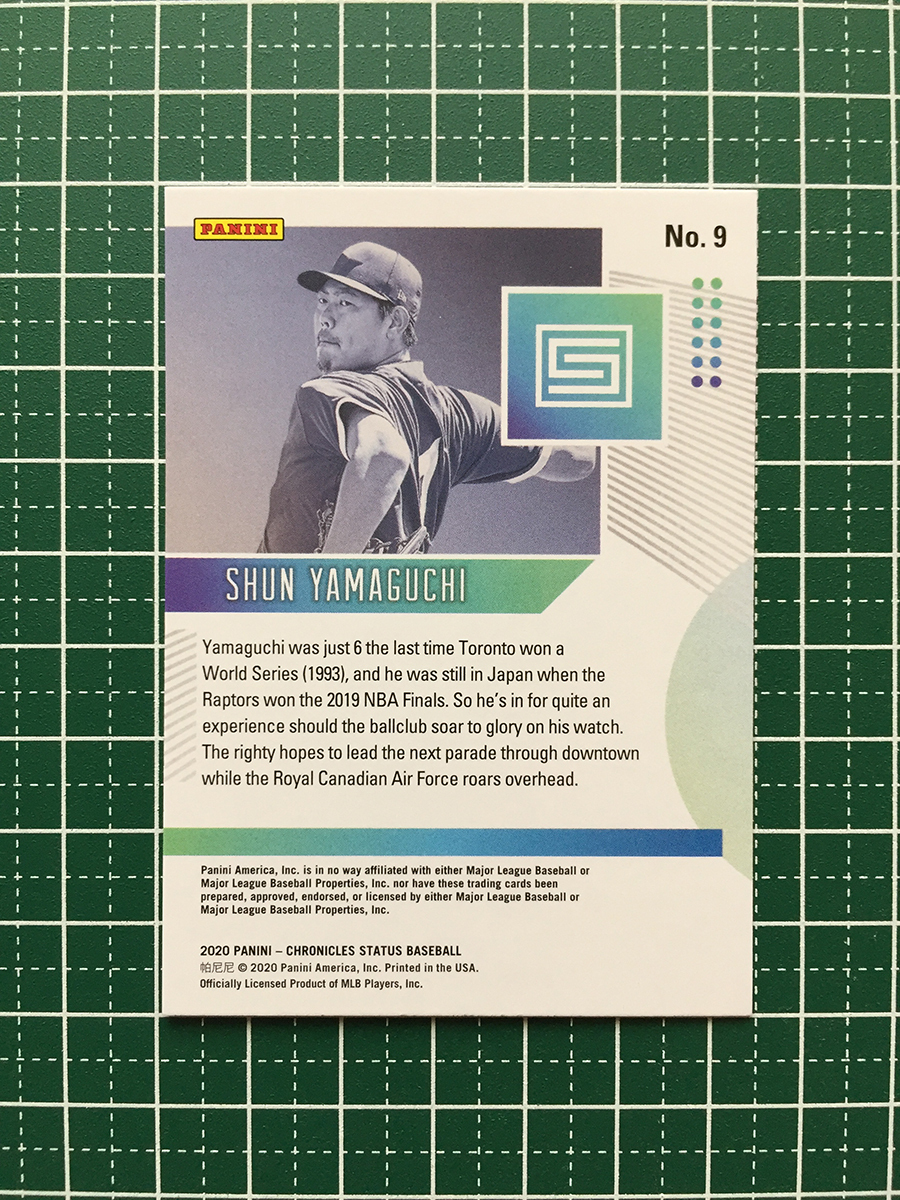 ★PANINI MLB 2020 CHRONICLES #9 山口俊／SHUN YAMAGUCHI［TORONTO BLUE JAYS］「STATUS」パラレル版 ルーキー RC 20★_画像2