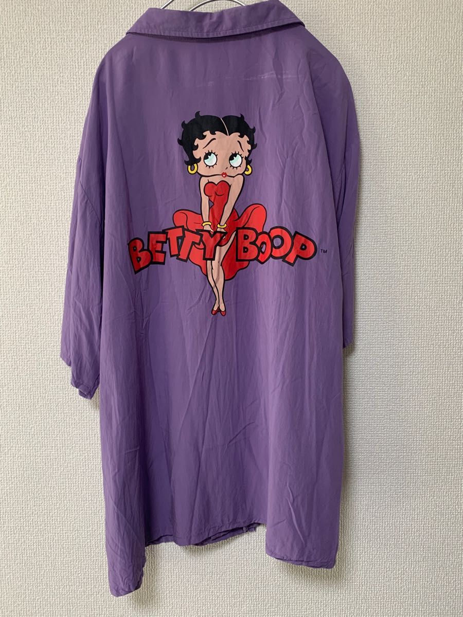 Betty Boop 半袖シャツ ボーリングシャツ プリント 両面