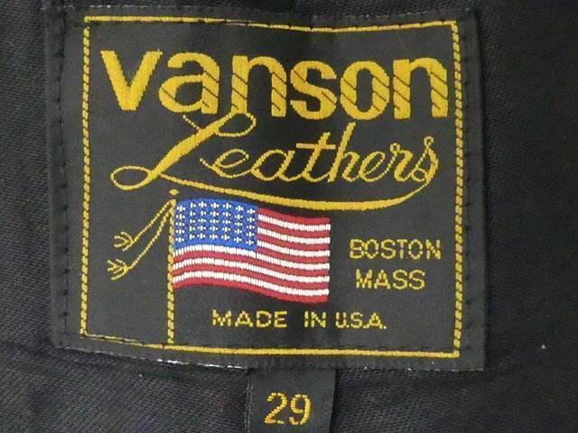 即決 アメリカ製 Vanson W29 レザーパンツ バンソン 黒 本革