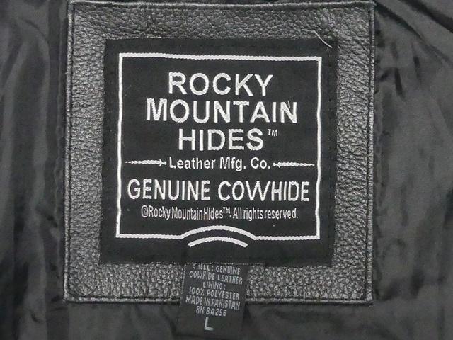 即決★ROCKY MOUNTAIN HIDES★メンズL レザーライダースジャケット ロッキーマウンテン ブラック 本革 シングル 本皮 パンクロック 編込み_画像5