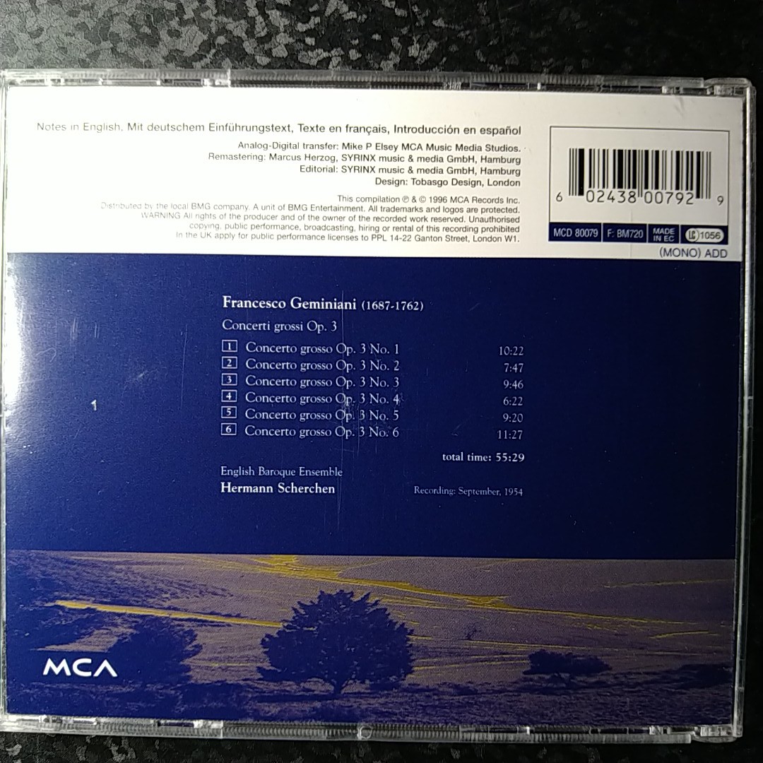 h【x80円】MCA　シェルヘン　ジェミニアーニ　合奏協奏曲集_画像2