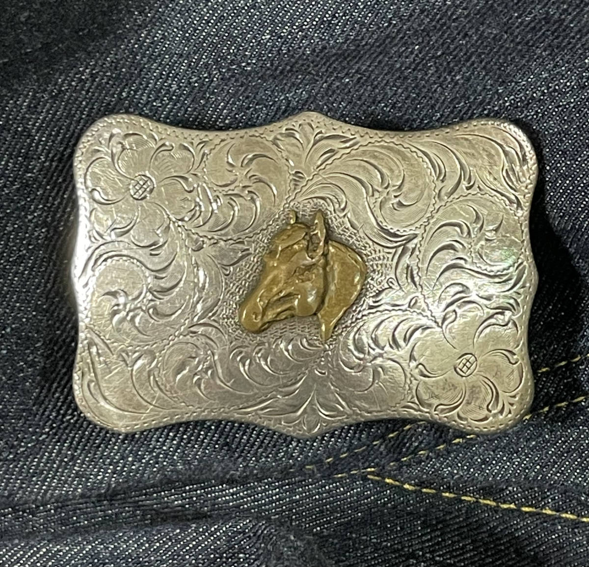 SSS スターリングシルバー バックル Vintage Sterling Silver Horse Head Belt Buckle marked SSS